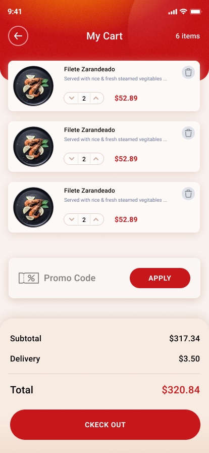 Food Delivery App Cart Page