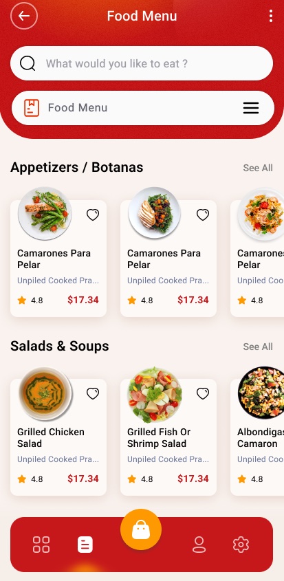 Food Delivery App Category Products List Page