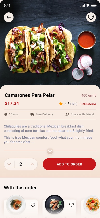 Food Delivery App product Details Page